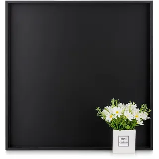 Hanobe Tablett Serviertablett Holztablett Groß: Deko Tablett Holz Gross Eckig Dekotablett Schwarz mit Griff 52cm Serviertabletts Modern Rechteckig Quadratisch für Küche Home Schwarzes