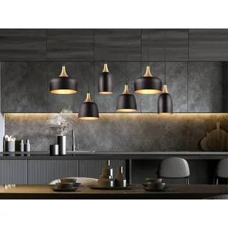 Pendelleuchte 90cm Schwarz Gold 6 flammig