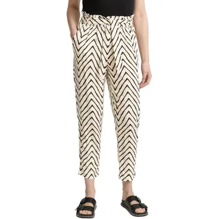 Tom Tailor Damen 1046504 Loose Slim Fit Hose, 38058 - Natural Zig Zag Design, 44W / 28L EU