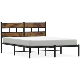 vidaXL Metallbett ohne Matratze Räuchereiche 140x200 cm - Braun