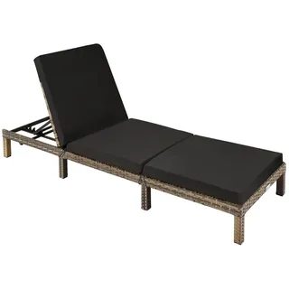 tectake Rattan-Sonnenliege Sofia, 196 x 66 x 27 cm, natur , Naturfarben , Kunststoff , 66x27x196 cm , Gartenmöbel, Gartenliegen