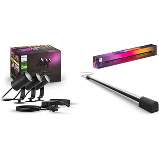 Philips Hue White & Color Ambiance Lily Gartenstrahler 3-er Pack & Play Gradient Light Tube schwarz 75cm, 110lm