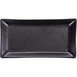 Villa d'Este Home Tivoli 1996 Set mit 6 rechteckigen Untertassen 23,7 x 12 cm aus Steingut, Horeca Black