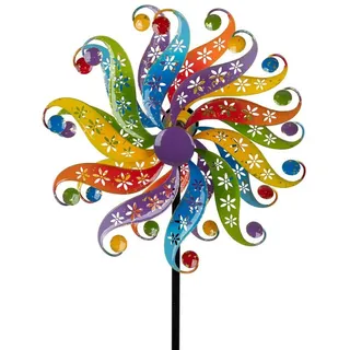 Formano Buntes Windrad für den Garten aus Metall Dekoratives Windspiel Gartendeko