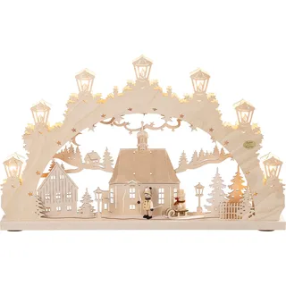 SAICO Original LED Schwibbogen »Lichterbogen, Kind mit Schlitten« Premium LED-Beleuchtung, warmweiß, BxHxT: 52x32x4,5 cm