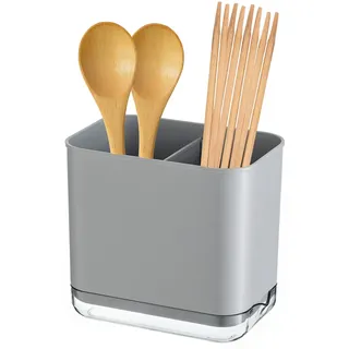 JAWAI Besteckkorb, Besteck Abtropfbehälter, Besteck Organizer, Utensilienhalter küche, Aufbewahrung in Fächern Zur Aufbewahrung von Messern, Löffeln, Gabeln, Spateln, Essstäbchen (Grau)