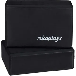 Relaxdays Yogablock 2er Set, Klötze für Übungen, Hartschaum, Rutschfest, Würfel HBT 8x23x15cm, Schwarz