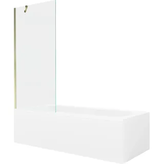 Mexen Vega rechteckige Badewanne 160 x 70 cm mit Verkleidung und 1-flügeligem Paravent 80 cm, transparent, gold - 550116070X950?
