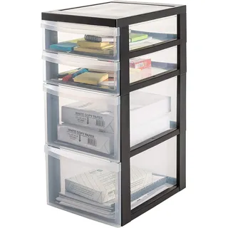 Iris Ohyama Kunststoff-Schubladenbox 2 tiefe und 2 flache Schubladen 1-tlg. schwarz