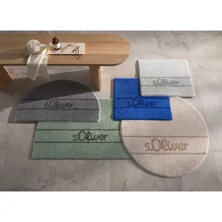Badematte S.OLIVER "Allie, Badvorleger, Badezimmer Teppich, Duschvorleger" Gr. 1, grau (hellgrau), H:10mm, Polyester, Badematten, Badematte, Badteppich, weiche Haptik, unifarben mit s.Oliver Schriftzug