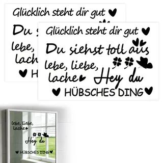 2 Stück Spiegel Aufkleber Badezimmer Spiegel Dekoration, Spiegelaufkleber Spruch Wandtattoo Sprüche Wandaufkleber für Zitate Wandsticker zur Förderung von Selbstbewusstsein und positiver