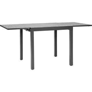 SucceBuy Ausziehbarer Terrassentisch Gartentisch Balkontisch (80-160 cm) aus Kohlenstoffstahl und Aluminium, Esstisch für Außenbereiche wie Hof, Terrasse, Garten oder Veranda, wasserabweisend, 68 kg Tragfähigkeit, Dunkelgrau