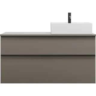 burgbad Eqio Keramik-Aufsatzwaschtisch quadratisch, rechts, inklusive Waschtischunterschrank mit 2 Schubladen, Breite 1200mm, SGUQ120RF2010C0001G0252