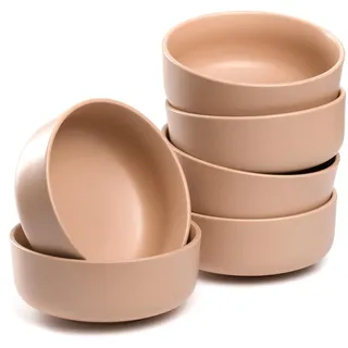 LEONARDO HOME Schälchen ROMA 6er Set • Ø 15,7 cm • Mikrowellen- & Spülmaschinengeeignet • stapelbar • Keramik Geschirr für 6 Personen • Dessert-Schale, leicht matte Oberfläche • apricot • 027266