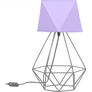 Light-Home Lampenschirm Tischlampe Modern - Slant - Elegante Nachttischlampe für Schlafzimmer Wohnzimmer - Tischleuchte E27 - 40x23,5 cm - Grau und Violett Diamant - Slant - Grau, Violett