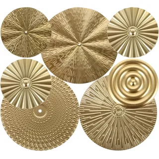 Operitacx Goldener Wandbehang Set, Runde 3D Papier-Wanddeko ca. 24,5 cm, Goldene Wanddekoration für Wohnzimmer, Party, Hochzeit, Geburtstag, Boho Deko und Fotohintergrund