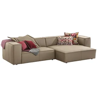 W.Schillig Ecksofa , Braun, Grau , Kunststoff , Echtleder , Longlife-Leder , Uni , Füllung: Schaumstoff, Polyurethan (Pur) , Ottomane rechts, nicht einzeln stellbar, L-Form , 300x164 cm , Goldenes M, Emas, Dgm, Made in Eu , Wohnzimmer, Sofas & Couches, Wohnlandschaften, Ecksofas