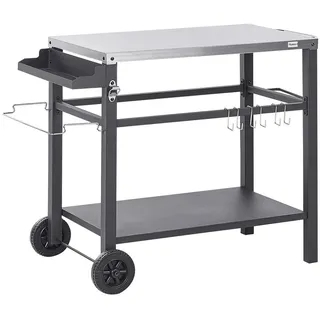 Beliani Servierwagen Schwarz Spiazzi , Schwarz, Silberfarben , Metall , 60x83x115 cm , Grills, Holzkohlegriller