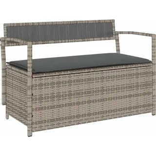 vidaXL Gartenbank mit Stauraum und Kissen Grau Poly Rattan - Grau