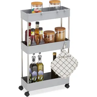 relaxdays Nischenwagen mit 3 Ebenen - Grau