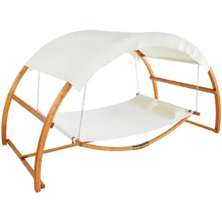 tectake Hängematte Locarno, Belastbarkeit 250 kg, 328 x 160 x 171,5 cm, teak , Teakfarben , Holz , 160x171.5x328 cm , Gartenmöbel, Gartenschaukeln, Hängematten