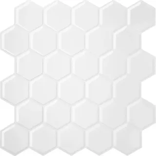 Bettizia Fliesenaufkleber 30x30cm Fliesen-Folie 10 Stück Deko selbstklebende Klebefliesen Weiß für Küche Bad Wohnzimmer Zimmer - Weiß