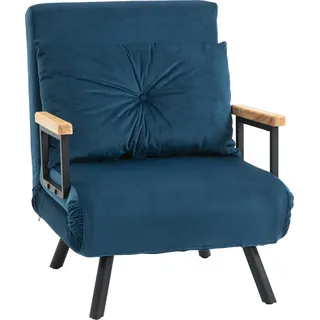 Fortuna Lai Schlafsofa Relaxsessel Bettfunktion Gästebett Samt Rückenkissen verstellbare Rückenlehne Blau 63x73x81cm - Blau