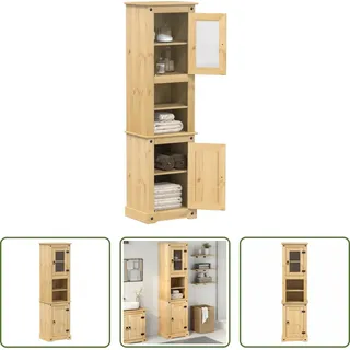 The Living Store Badschrank Corona 50x40x185 cm Massivholz Kiefer - Braun