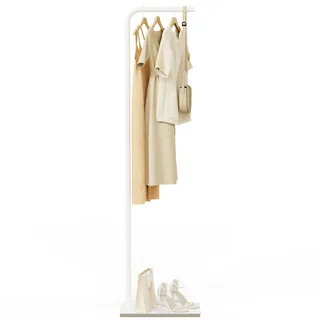 YheenLf Freistehend Kleiderständer, Modern Garderobenständer, Jackenständer, Begehbarer Kleiderschrank, für Wohnzimmer Schlafzimmer Büro, 26x39x180cm, Weiß