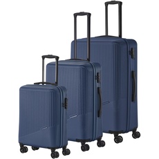 travelite 4-Rad Koffer Set 3 teilig Größen L/M/S, Gepäck Serie BALI: ABS Hartschalen Trolleys mit TSA Kombinationsschloss (Handgepäck Koffer ohne TSA)