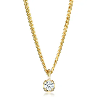 Silberkette ELLI DIAMONDS "Halskette Solitär Diamant (0.03 ct.) Elegant 375 Gelbgold" Gr. 40, gold, Halsketten, Damen, Gelbgold 375, Silberkette