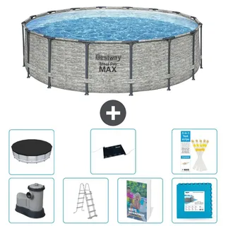 Bestway Steel Pro MAX Rund - 488x122 cm - 6-teilig S621 - Grau