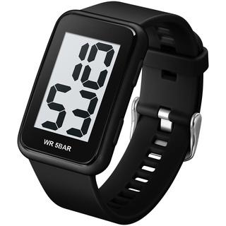 Quadratische Herren-Digitaluhr, großes Zifferblatt, großes Zifferblatt, wasserdicht, LED-Sportuhren mit Alarm, Datum, Stoppuhr, Unisex, elektronische Armbanduhren für Männer und Frauen