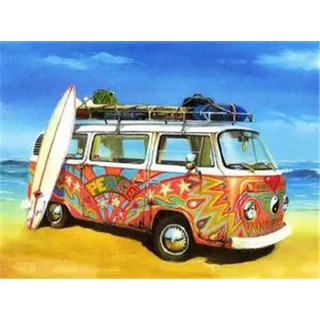 Pracht Creatives Hobby Diamond Painting Set, Bild mit Motiv Vanlife und Zubehör, Größe ca. 35 x 25 cm, Bastelset zum Malen mit Glitzersteinchen für Kinder ab 5 Jahren