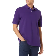 Amazon Essentials Herren Polohemd mit normaler Passform aus Baumwollpiqué (erhältlich in Big & Tall), Dunkelpurpur, L