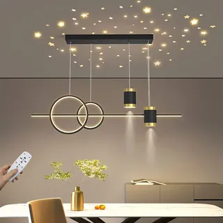 LED Pendelleuchten esstisch Hängeleuchte Schwarz 45W Dimmbar Mit Fernbedienung Pendellampe Moderne Hängelampe Höhenverstellbar Esszimmerlampen für Esszimmer Wohnzimmer Küche Bar Lampen 100cm (Schwarz)