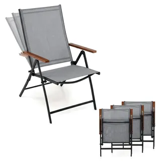 FANTASK Gartenstühle klappbare, Hochlehner Balkonstühle mit 5-Fach Verstellbarer Rückenlehne, wetterfeste Klappstühle bis 150 kg belastbar, Outdoor Essstühle für Garten, Terrasse, Balkon (4)