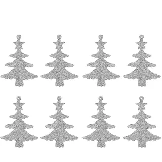 Glitzer Weihnachtsbaumdekoration Set Mit 8 Bäume Silber
