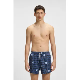 Badehose HUGO UNDERWEAR "TORTUGA", Herren, Gr. XXL, N-Gr, blau (medium blau 422), Microfaser, Obermaterial: 100% Polyester, Badehosen Badehose, mit Allover-Logoschriftzug