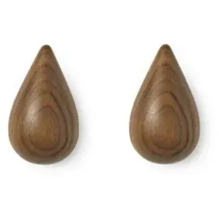 Normann Copenhagen - Dropit Hooks Small 2 pcs. Walnut Aufhänger klein, Walnuss, braun, Höhe: 7,7 cm, Tiefe: 8 cm, Länge: 5 cm