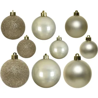 Weihnachtskugeln Kunststoff Mix 4-6cm 30er Set - Perle - Creme