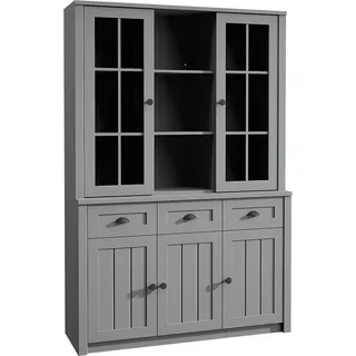 Schrank Anrichte Aufsatz Anrichte Konsole Regal Holz Buffet Kommode Anrichten - Grau