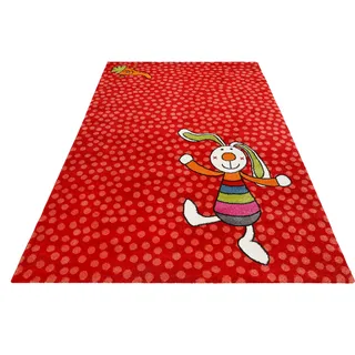 Kinderteppich SIGIKID "Rainbow Rabbit" Gr. 1, rot, B:80cm H:13mm L:150cm, Kunstfaser, Teppiche, Kinderteppich