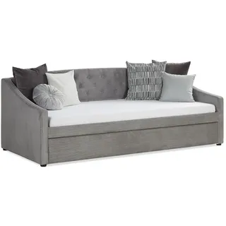 Homestyle4u Tagesbett ausziehbar 90 x 200 cm grau