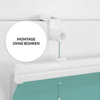 Plissee Estika ohne Bohren – 55 cm x 80 cm – Türkis – Einfache Montage mit Klemmen - Türkis