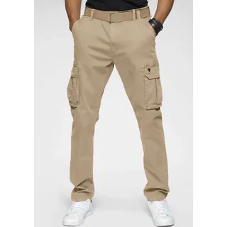 Cargohose H.I.S, Herren, Gr. 33, N-Gr, beige, Web, Obermaterial: 98% Baumwolle, 2% Elasthan, unifarben, regular fit lang, Hosen Cargohose, Topseller