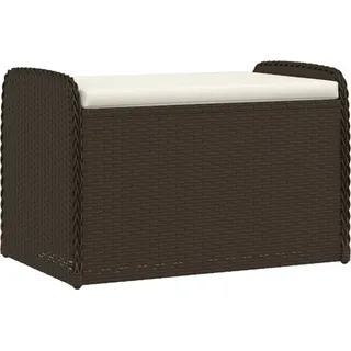 Sitzbank mit Stauraum & Kissen Braun 80x51x52 cm Poly Rattan - Braun