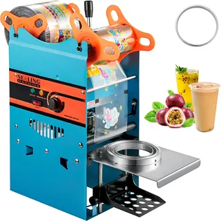 Vevor Milchtee Versiegelungsmaschine 300-500 Tassen/Stunde, manuelle Teetasse Versiegelungsmaschine aus PP, PE & PET, Sealer Cup Maschine, blaue Versiegelungsmaschine für Getränke wie Milchtee usw.