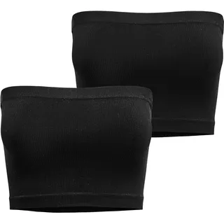 Bandeau-BH ONLY "ONLVICKY RIB SEAMLESS 2-PACK BANDEAU TOP", Damen, Gr. S, N-Gr, schwarz (schwarz pack:schwarz, schwarz), Jersey, Obermaterial: 90% Polyamid, 10% Elasthan, unifarben, BHs Bandeau-BH