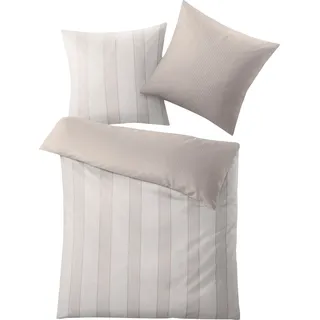 KLEINE WOLKE Lina Gestreift Mako-Satin Beige 135 x 200 cm + 2 x 80 x 80 cm